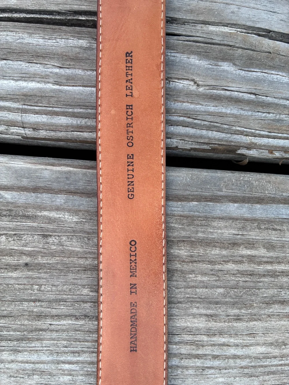 Tecovas Brown Ostrich-Textured Leather Belt with Silver Buckle